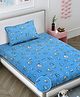 FABINALIV Blue Cartoon Print Woollen Single Bedsheet with Pillow Cover