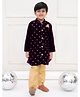 KID1 Velvet Full Sleeves Sequin Embroidered Sherwani Set - Wine