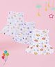 MumsLap 100% Organic Cotton Muslin Pack Of 3 Sleeveless Baby Unicorns & Koalas Printed Dresses - White