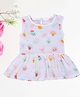 MumsLap 100% Organic Cotton Muslin Sleeveless Vegetables Printed Dress - White