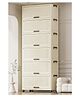 House of Quirk 6 Tier Storage Cabinet with Wheels  Durable Plastic Foldable Wardrobe Organizer with Multiple Compartments Clothes and Living Room Storage (Cream)