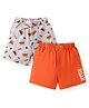 Doodle Poodle 100% Cotton Knit Knee Length Shorts with Tiger Print Pack of 2 - Orange & Grey