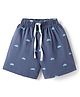 Pink Rabbit Single Jersey Knit Above Knee Length Shorts With Car Print - Navy Blue