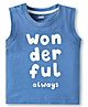 Pink Rabbit Single Jersey Knit Sleeveless Tank T-Shirt with Wonderful Text Print - Blue