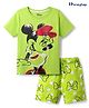 HoneyHap Disney Single Jersey Knit Half Sleeves Shorts Night Suit with Minnie Mouse Graphics - Limegreen