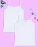 NUSYL Cotton Lycra Pack Of 2 Sleeveless Solid Camisoles - White