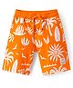 Pine Kids Looper Knit Knee Length Shorts with Beach Theme Print - Orange