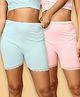 The Mom Store Cotton Pack Of 2 Solid High Waist Maternity Shorts - Blue & Pink