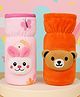 The Cheeky Kidzz Baby Pack of 2 Feeding Bottles Cover With Holding Strap Suitable For 150ml 220ml 240ml 250ml Glass Steel Slim Neck Feeders (Pink,Orange)
