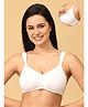 The Mom Store Cotton Elastane Sleeveless Solid Nursing & Feeding Non Padded Bra - White