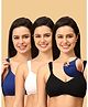 The Mom Store Cotton Elastane Pack Of 3 Sleeveless Solid Nursing & Feeding Non Padded Bra - Black White & Blue