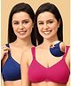 The Mom Store Pack Of 2 Sleeveless Solid Non Padded Nursing Bras - Blue & Fuchsia
