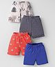 Kidi Wav Pack Of 4 Animals Printed & Striped Shorts - Multi Colour