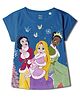 Wear Your Mind Disney Princess Featuring Half Sleeves Princess Tiana Rapunzel & Snow White Printed Top - Royal Blue