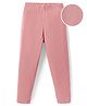 Kookie Kids Rib Cotton Elastane Knit Full Length Solid Legging With Elasticated Waist - Peach