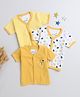 BUMZEE Cotton Knit Half Sleeves Jhablas with Stripes & Floral Print Pack of 3 - Yellow
