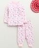 BUMZEE Cotton Knit Full Sleeves Stars Printed Coordinating Night Suit Set - Pink