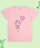 J&JP Cotton Half Sleeves Girl & Balloon Printed Tee - Pink
