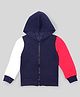 J&JP Fleece Full Sleeves Colour Blocked Hoodie - Navy Blue White & Red