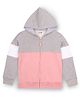 J&JP Fleece Full Sleeves Cut & Sew Hoodie - Grey White & Pink