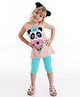 J&JP Cotton Sleeveless Baby Panda Printed Top & Capri Pants Set - Multi Colour