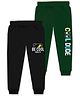 J&JP Cotton Looper Pack Of 2 Typography Printed Joggers - Black & Green