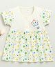 BUMZEE Cotton Knit Half Sleeves Frock with Star Print - Cream