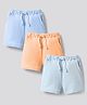 Bonfino Cotton Knit Above Knee Length Solid Colour Shorts Pack Of 3 - Light Blue & Orange