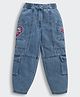 Barbie by Tiny Girl Denim Heart Embroidered Cargo Pants - Blue