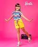Barbie by Tiny Girl Half Sleeves Chevron Printed Top & Shorts Set - Yellow