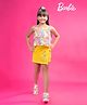 Barbie by Tiny Girl Sleeveless Abstract Printed Top & Skorts Set - Yellow