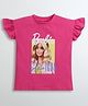 Barbie by Tiny Girl Mattel Featuring Flutter Sleeves Barbie Printed Top - Hot Pink