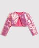 Barbie by Tiny Girl Cotton Full Sleeves Sequins Embellished Crop Shrug - Hot Pink