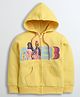 Barbie by Tiny Girl Cotton Mattel Faturing Full Sleeves Barbie Characters Printed Hooded Sweatshirt - Yellow