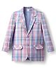 Kookie Kids Cotton Woven Full Sleeves Checks Blazer With Front Pockets - Pink & Purple