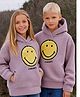 Cherry Crumble By Nitt Hyman Full Sleeves Smiley Embroidered Fur Detailed Hooded Sweatshirt - Beige