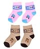 Kid-O-World Cotton Set Of 2 ABC Text Designed Socks - Pink & Brown