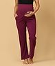 The Mom Store Cotton Spandex Solid Maternity Track Pants - Purple