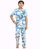 Ninos Dreams Cotton Jersey Knit Half Sleeves Be Happy Without Reason Text Printed Coordinating Night Suit Set - Blue