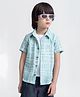 Taffykids Linen Half Sleeves Checked Shirt With Attached Tee - White & Green