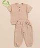 Cot & Candy Organic Cotton Half Sleeves Solid Tshirt With Lounge Pant - Latte
