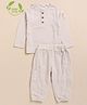 Cot & Candy Organic Cotton Full Sleeves Solid Tee With Lounge Pants Set - Oatmeal