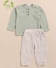 Cot & Candy Organic Cotton Full Sleeves Solid Tee & Lounge Pant Set - Sage & Oatmeal