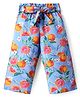CrayonFlakes Rayon Floral & Grapefruit Printed Belted Palazzo - Blue
