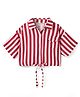 CrayonFlakes Rayon Half Sleeves Striped Crop Shirt Style Top - Red