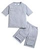 ZIP ZAP ZOOP Cotton Half Sleeves Solid Tee & Shorts Set - Grey