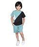 ZIP ZAP ZOOP Cotton Half Sleeves Color Blocked Tee & Short Set - Green Black & White
