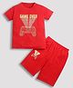 ZIP ZAP ZOOP Cotton Knit Half Sleeves Game Over Text Printed  Tee & Shorts Set - Red