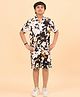 Ninos Dreams Rayon Half Sleeves Abstract Printed Shirt With Coordinating Shorts Set - Multi Colour