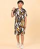 Ninos Dreams Rayon Half Sleeves Abstract Printed Shirt With Coordinating Shorts Set - Multi Colour